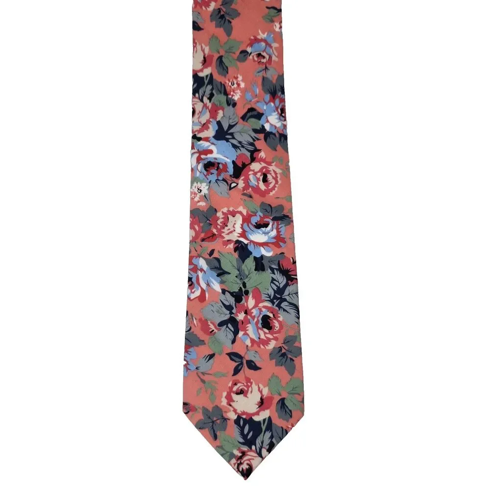 Stafford Men’s Cotton Neck Tie Floral Print Colorful Vibrant Pattern